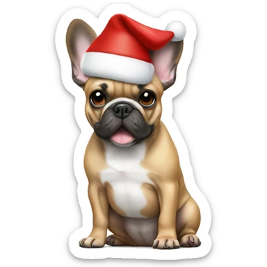 French bulldog in Christmas hat sticker