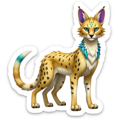 Epic Edgy Colorful ethereal eldritch Sergal-Serval-Fionbri full body sticker