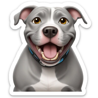 Excited gray pitbull sticker
