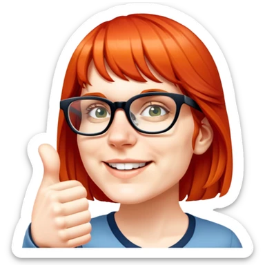 Red head white girl with glasses giving thumbs up sticker
