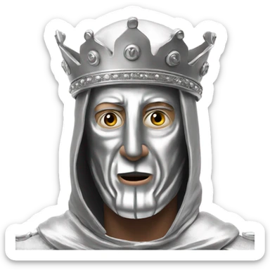 king baldwin IV in silver full face mask up with hands out sticker