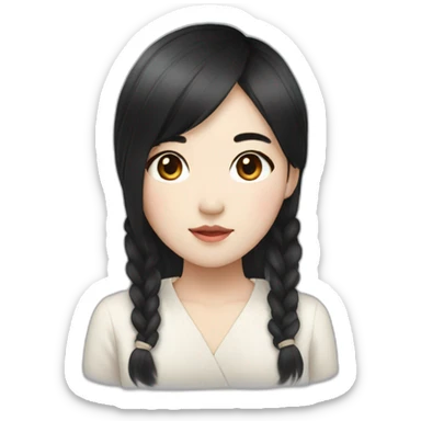 pretty korean girl with black hair sticker