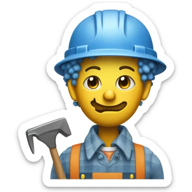 Sad clown working construction sticker