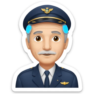 an old airline pilot without mustache sticker