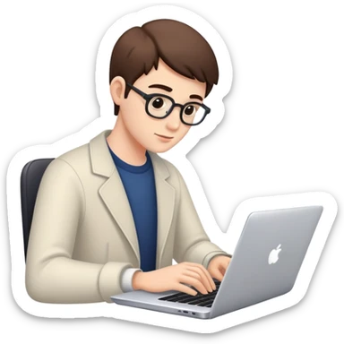 Person typing on laptop writing an essay sticker