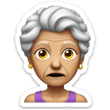 unhappy muscular grandma  sticker