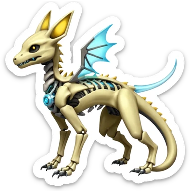 futuristic Skeleton-Cyborg-Manectric-Electrike-Salandit-Cubone-Umbreon-Marowak-Draco-Fakémon-hybrid-creature (full body), 4 legs sticker
