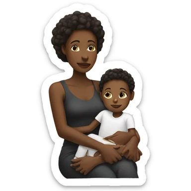 black mother with white child on her lap sticker