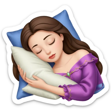 sleeping beauty brunette white girl with a silk pillow sticker
