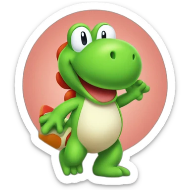 yoshi holding a start sign sticker