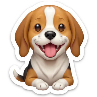 Cinematic Cute Yawning Beagle Portrait Emoji, Head tilted slightly with a dramatic, wide-open yawn, showcasing a soft tri-color coat of white, brown, and black, floppy ears slightly drooping, round hazel eyes barely open in drowsy contentment, Simplified yet irresistibly adorable features, highly detailed, glowing with a soft, cozy glow, high shine, relaxed yet expressive, stylized with a touch of whimsy, bright and endearing, soft glowing outline, capturing the essence of a sleepy yet affectionate pup, so drowsy it feels like it could stretch right out of the screen and curl up for a nap! sticker