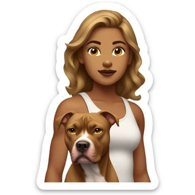 Muscular Cuban girl with a light brown pitbull sticker