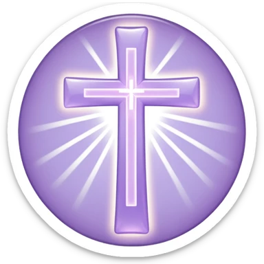 light lavender colored religious cross with bright light around it  sticker