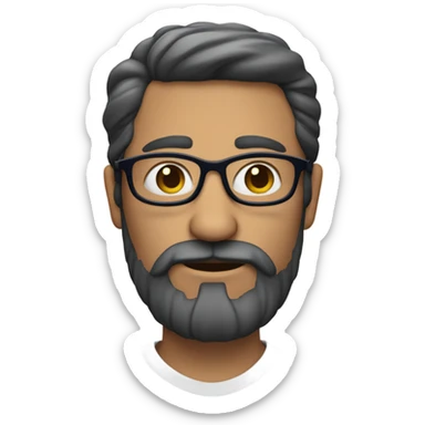 Hombre con barba y lentes azules, sin pelo  sticker