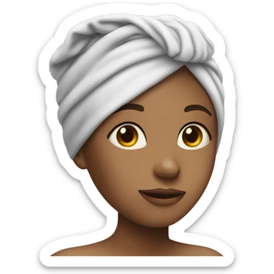 girl with towel on her head after showering sticker