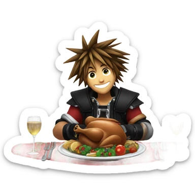 sora from kingdom hearts having christmas dinner sticker