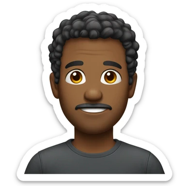 Homem um pouco gordinho, cabelo preto, camisa branca sticker