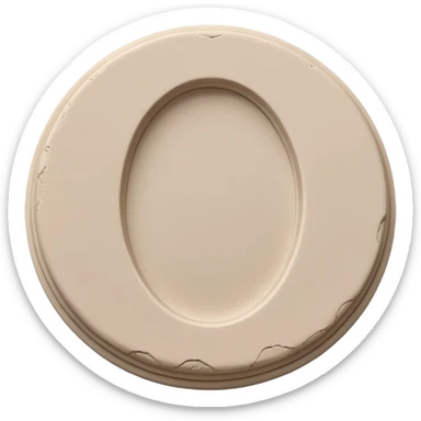 shallow disc or puck of cleaning clay in light beige or chalky white, solid and compact, dry matte surface with subtle cracks or texture lines, round or oval, smooth edges, handmade feel, no extras, apple emoji style, soft lighting, subtle shadows, emoji scale sticker