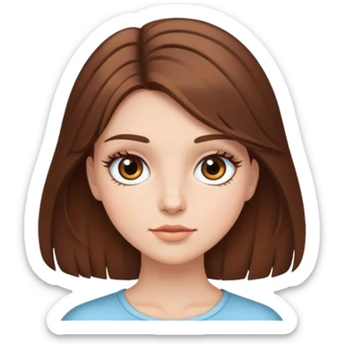 A girl with brown hair an long lashes  sticker