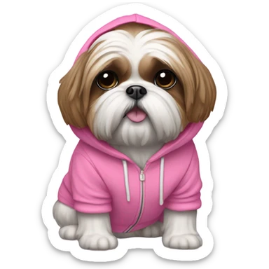 shitzu with pink hoodie sticker