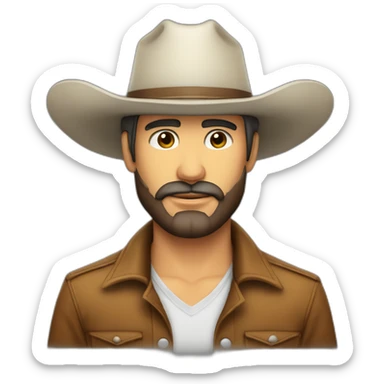 Hombre pelón y muy cachetón con sombrero vaquero y barba tupida piel blanca sticker