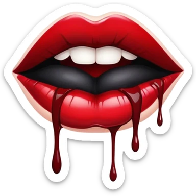 Lips with black lipstick with blood drips sticker