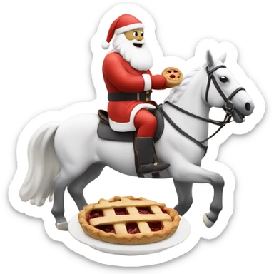 Father Christmas eating a pie whilst playing polo on a horse  sticker