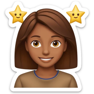 Color de piel moreno ojos de estrella riéndose y pelo café  sticker