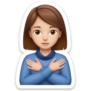 girl with hands crossed around her neck sticker