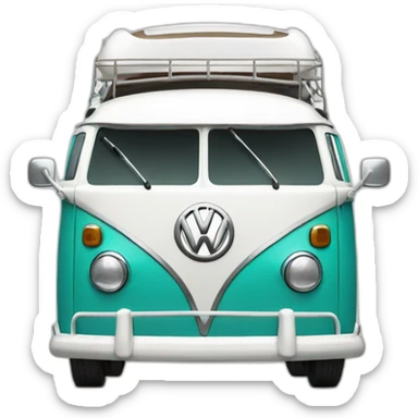 old turquoise and white vw split bus sticker