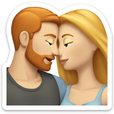 Ginger man blonde girl kissing sticker