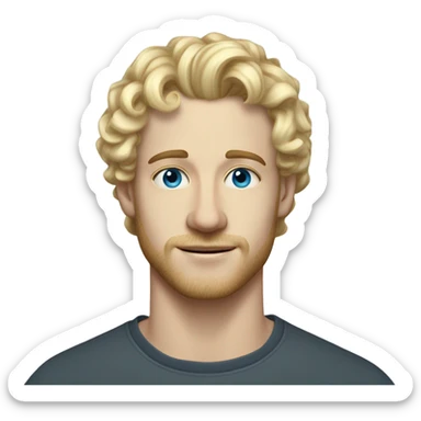 3/4 profile light curl blonde 30yo man blue eyed pale skin sticker