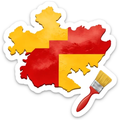 Create a emoji an Karnataka Map top yellow brush paint type and bottom red brush paint type sticker