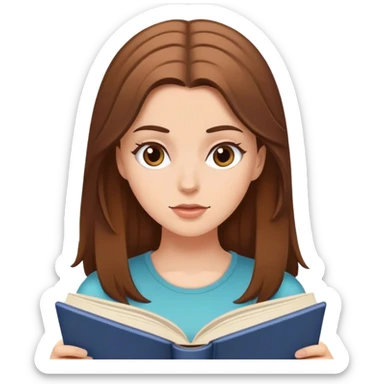 Brown hair white girl reading  sticker