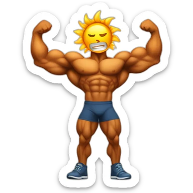 the sun as a bodybuilder, flexin his biceps sticker