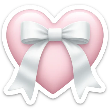 Pastel pink heart with white bow sticker