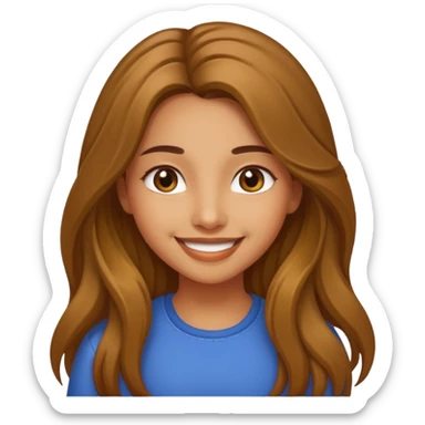 create a girl with hazel long hair, olive colour eyes and beautiful smile sticker