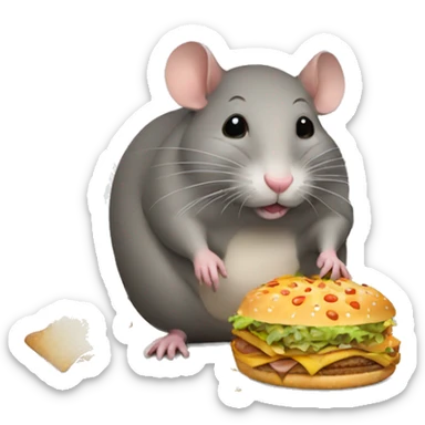 Fat rat eating junk food sticker