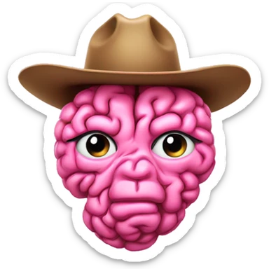 pink brain wearing a cowboy hat  sticker