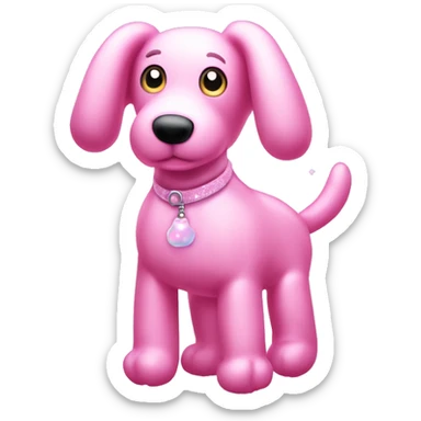 Pastel Pink Balloon Animal "A pastel pink balloon animal shaped like a dog, glowing softly with a shimmery finish and surrounded by tiny floating sparkles." sticker