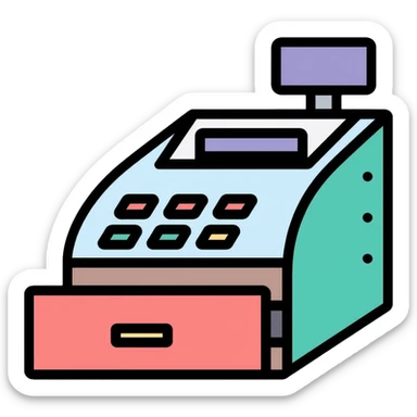 cash register with money drawer open sticker