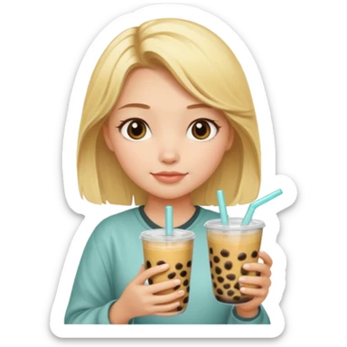 Blonde girl with boba sticker
