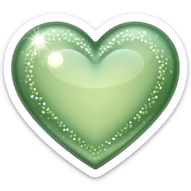 Sage green heart with sparkles  sticker