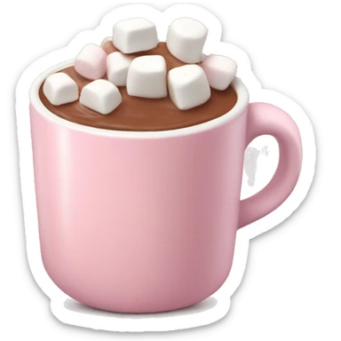 Light Pink mug of hot chocolate with marshmallows  sticker