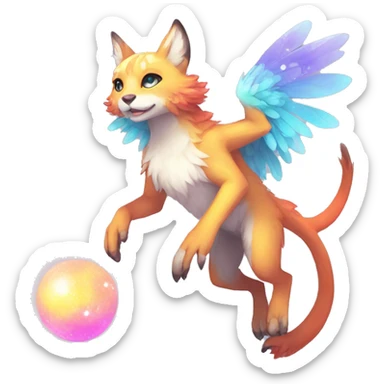Kawaii bright fantasy ethereal anthro fursona Fakemon animal creature sticker