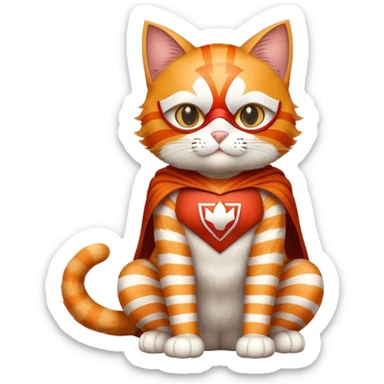 cat full body sitting with superhero mask sticker