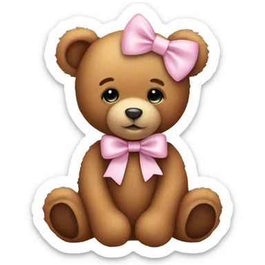 teddy bear with pastel pink bow sticker