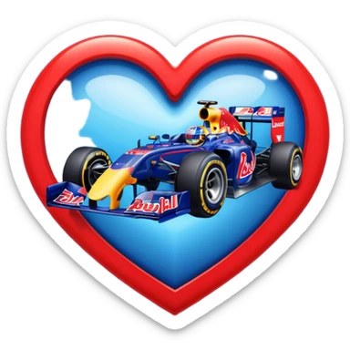 adentro de un corazon quiero un carro de Formula 1 estilo RedBull, quiero que el monoplaza este dentro de un corazon sticker