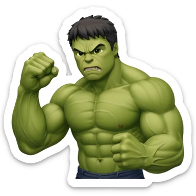 Create the Hulk punching his right fist into his left hand in anger. Hulk Smash sticker