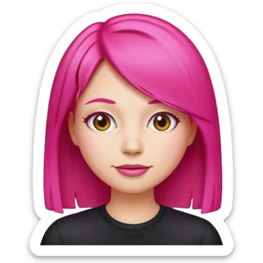 Emoji woman with hot pink straight hair sticker